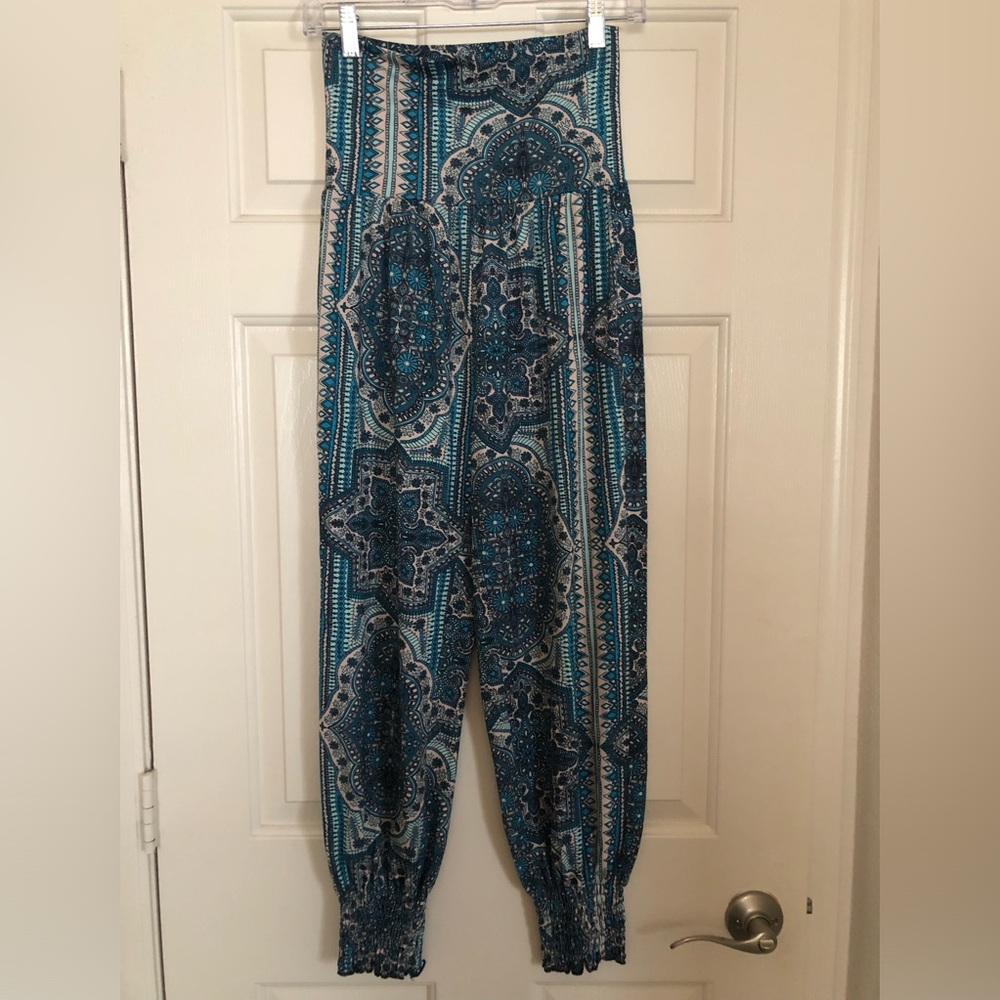 O’Neill Women’s Nouveau Joggers Pants Blue Geometric Elastic Waist Size Small